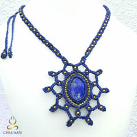 Collier inspiration Egypte bleu nuit doré lapis lazuli