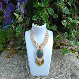 Collier Scarabée Protecteur – Labradorite Bleue | Amulette Égyptienne, Macramé Spirituel